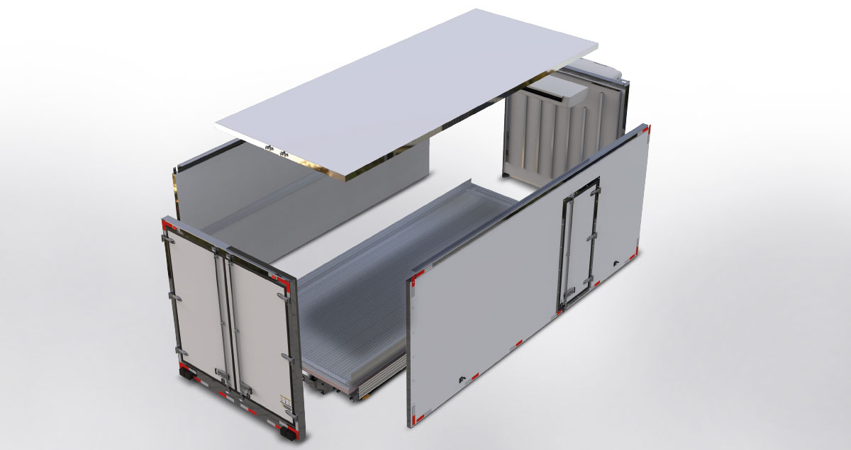 Sistema CKD Export — carroceria 8500e desmontada (vista explodida)